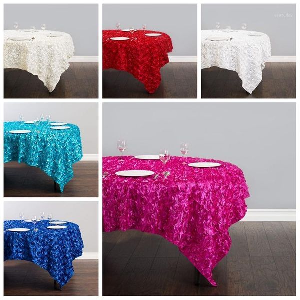 

table cloth 72x72inch satin rose square overlay tablecloth banquet wedding for event party christmas dining decoration1