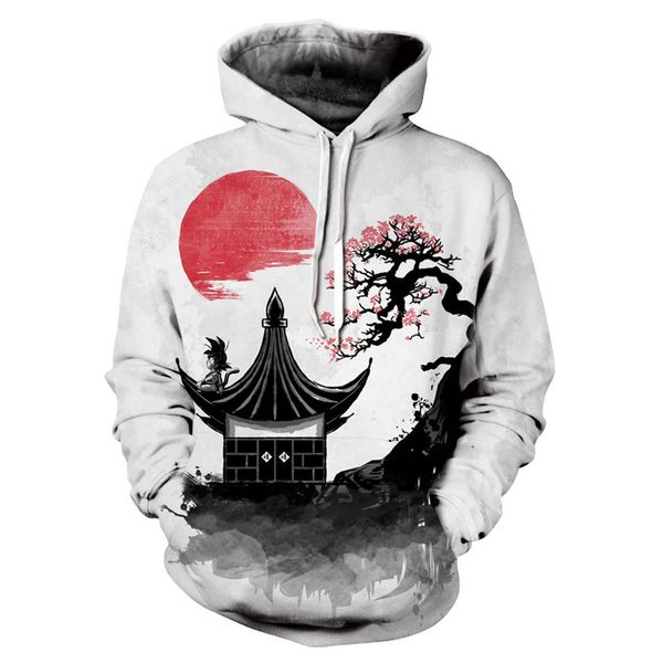 

Boy Wukong Hoodie, street cloth, 3D cartoon pattern, hip hop style, autumn, Black
