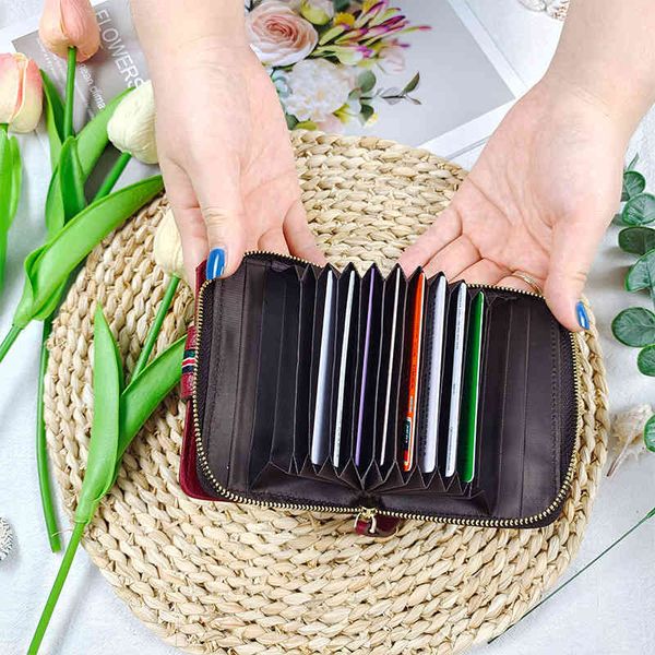 

card bag wallet all-in-one for women exquisite new short simple multi card niche design purse, Red;black