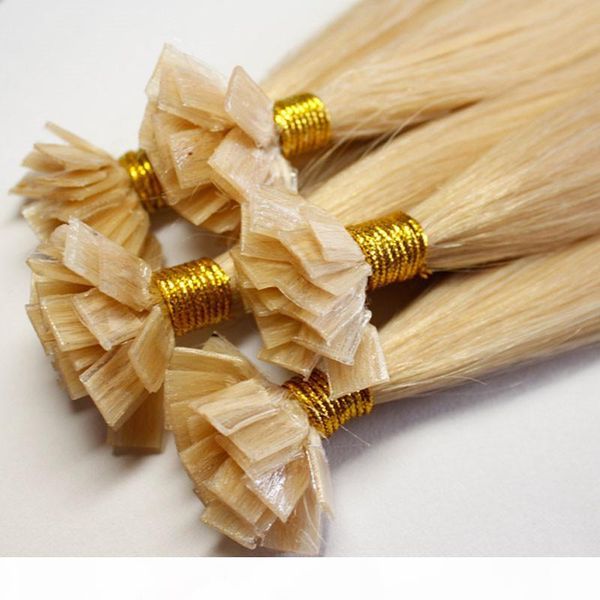 

горячая продажа 300g 300strands pre-скрепленные с плоским наконечником наращивание волос 16 18 20 22 24inch braziian индийский плоский кончи, Black