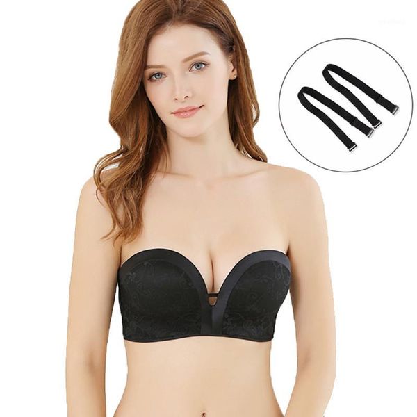 

bras backless for women lingerie push up brassiere 1/2 cup seamless invisible bralette fashion underwear with straps #d1, Red;black