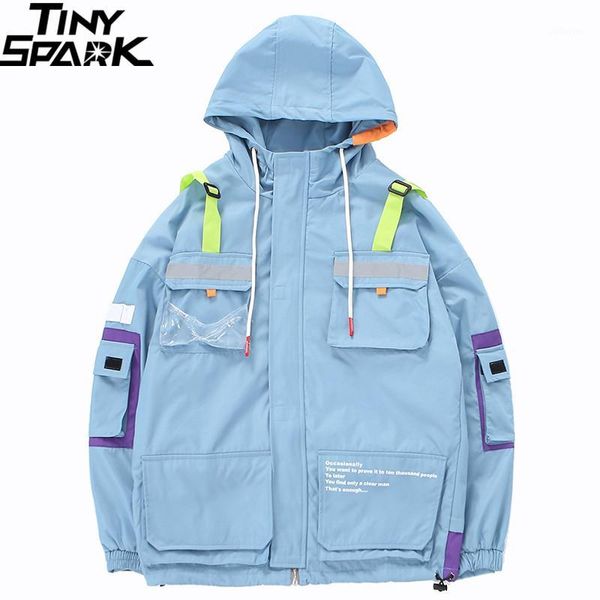 

spring 2020 harajuku jacket windbreaker men hip hop streetwear hooded jacket multi pocket hoodie track coat street wear1, Black;brown