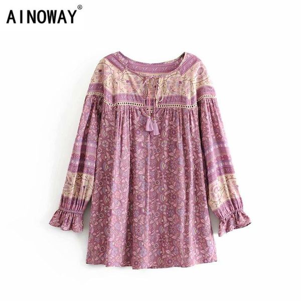 

vintage chic women floral print short sleeve lace beach bohemian mini dresses ladies v neck tassel summer boho dress vestidos, Black;gray