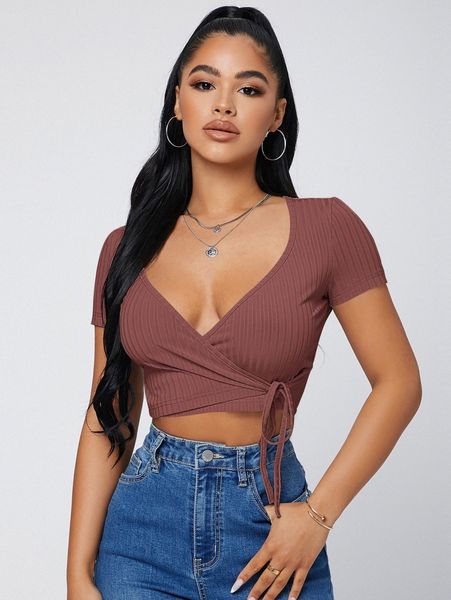 

sxy surplice neck knot side d5of#, White