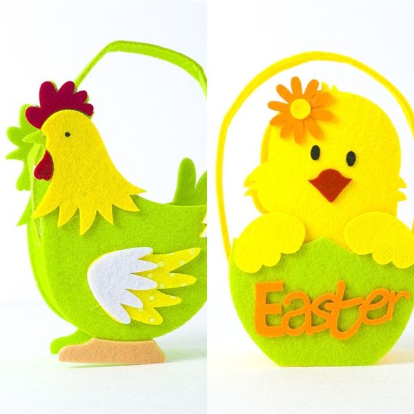 

easter basket non-woven cartoon cock handbasket children kids egg gift basket bucket candy storage basket handbag tote bag g12005, Black