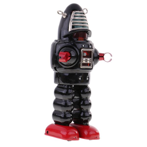 

retro wind up black metal walking planet robot clockwork mechanical tin toys