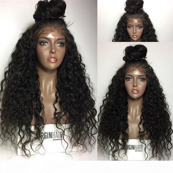 

malaysian virgin human hair curly full lace wigs with baby hair for black women loose curly lace front wig 150density, Black;brown