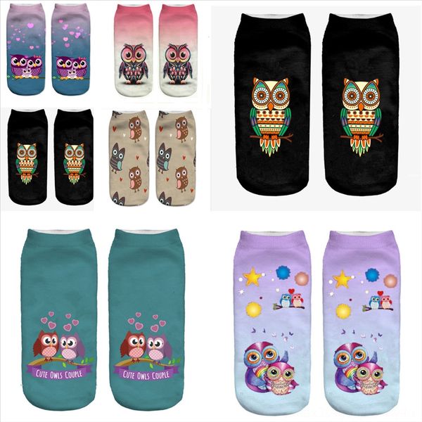 

1d0nz socks short owl cotton japanese thin animal print summer with low help x sock run metal speed han guochun color socks absorbent tube, Black