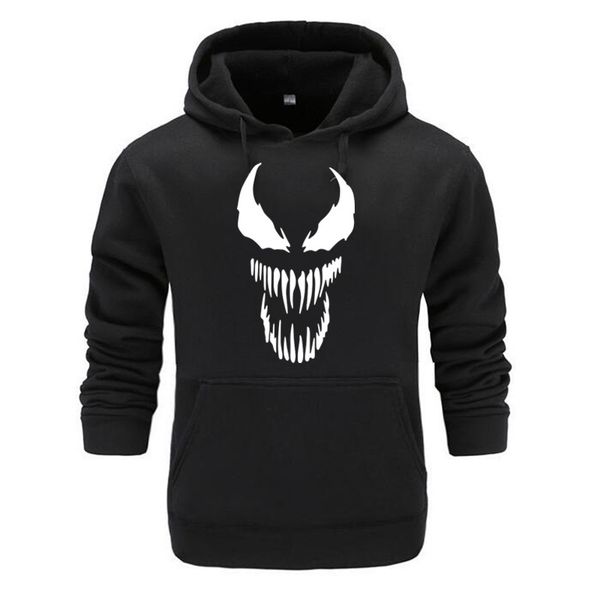 

2019 comic толстого venom толстовки толстовки мужчина superhero аним cool черный осень зима tops плюс velvet теплого толстовка, Black