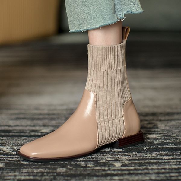 

2021 ретро деда д.д. пладго мульгеры botas tornozelo nova marca outono inverno sapatos muler baixo grosso couro genuno preto a2o0, Black