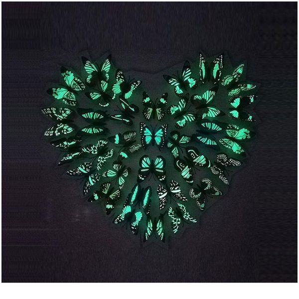 

8cm 12 pcs simulation luminous butterfly 3d wall stickerhome festival decoration glow in the dark magnet butterflies bbyyxa