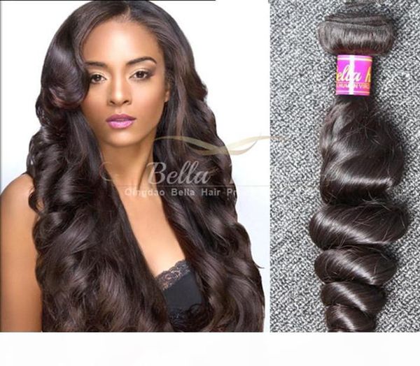 

bella hair grade 9a brazilian hair bundles human hair weft unprocessed hair extension 2pcs lot natural color wavy loose wave ing, Black
