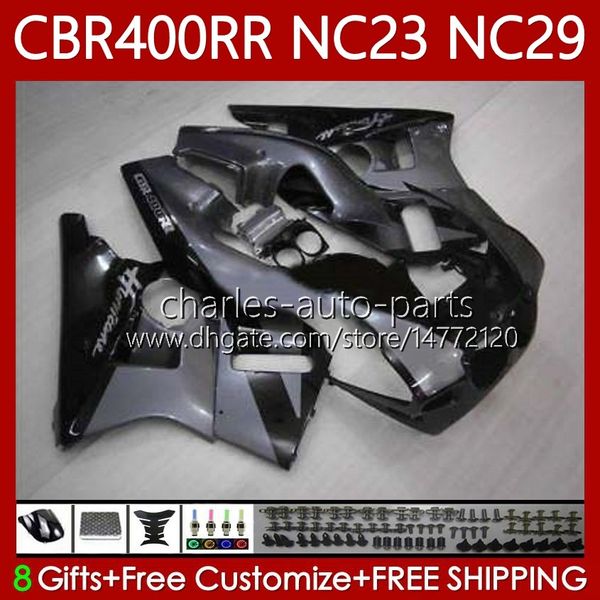 Kit de carroçaria para Honda CBR 400 RR CC 400CC NC23 NC29 88 89 90 91 92 93 CORPO 65NO.47 CBR400RR CBR 400RR 1988 1989 1990 1991 1992 1993 CBR400 Silvery Cinza RR 88-99 OEM Feeding