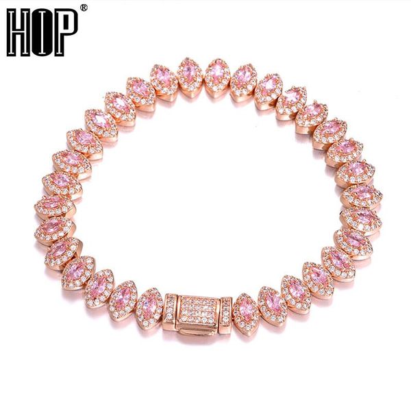 

link, chain hip hop 8mm bling iced out horse eye cz copper setting + cubic zirconia stones bracelet for men women jewelry, Black