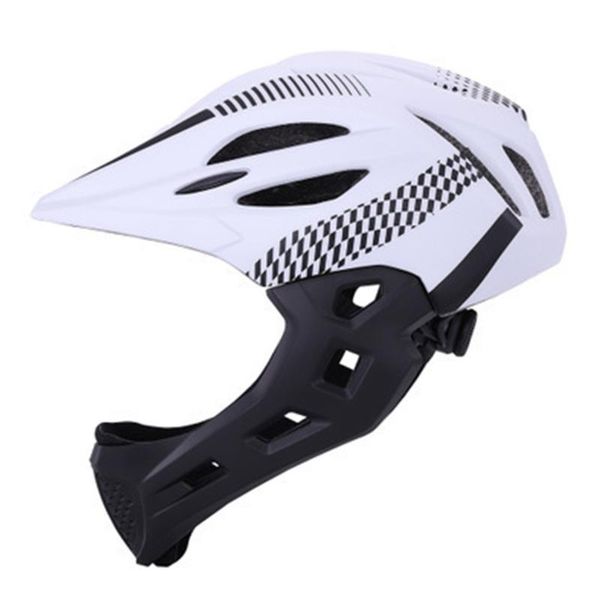 

with rear light detachable bike cycling children chin protective bicycle helmet outdoor safe riding full face balance