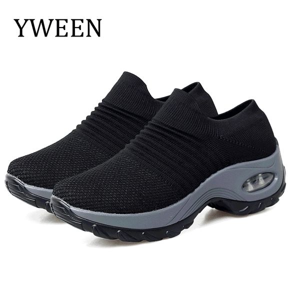 

yween women platform sneakers spring ladies wedges casual shoes women trainers comfortable femme height increasing women shoes y200108, Black