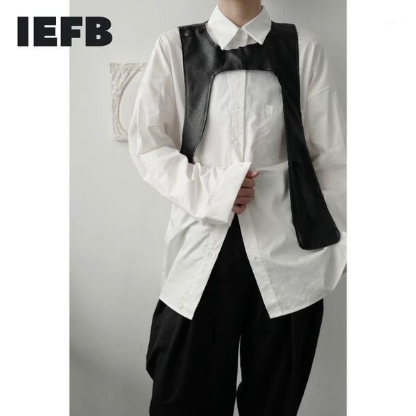 

iefb men's wear niche functional asymmetry deconstruction design irregular minimalist blck vest for male 2021 high street 1, Black;white