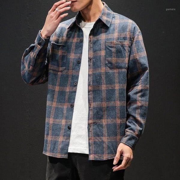 

men's shirt fashion new style retro plaid shirt long-sleeved men comfortable blouse men streetwear camisa masculina1, White;black