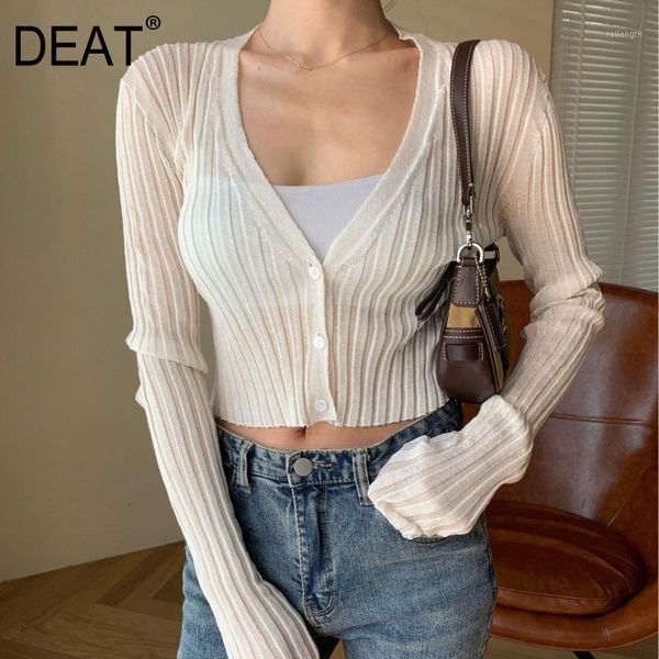 

deat 2020 new summer fashion casual v neck button solid skinny slim thin long sleeve outer cardigan women sd5981, White