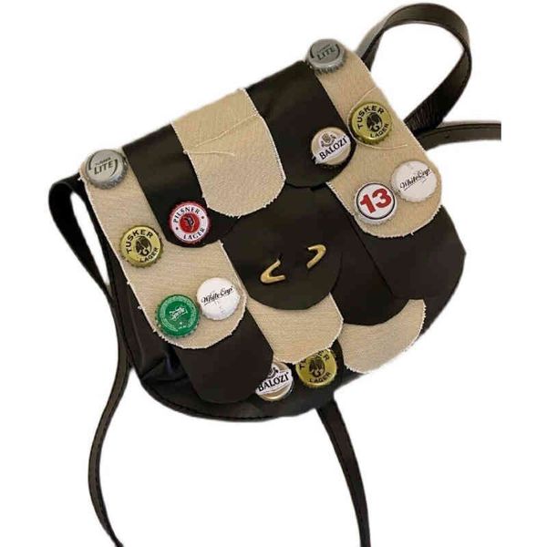 

designer brand vivi women's bags saturn series pure handmade bottle cap bag cowhide messenger neutral fashion