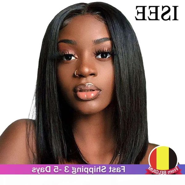 

4x4 closure straight short bob wig isee malaysian lace frontal human hair wigs, Black;brown