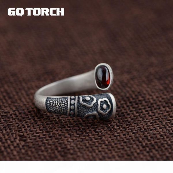 

gqtorch vitnage тайское серебряное кольцо 925 серебряных кольца для женщин инкрустированного красного граната природного gemstone цветок с г, Slivery;golden