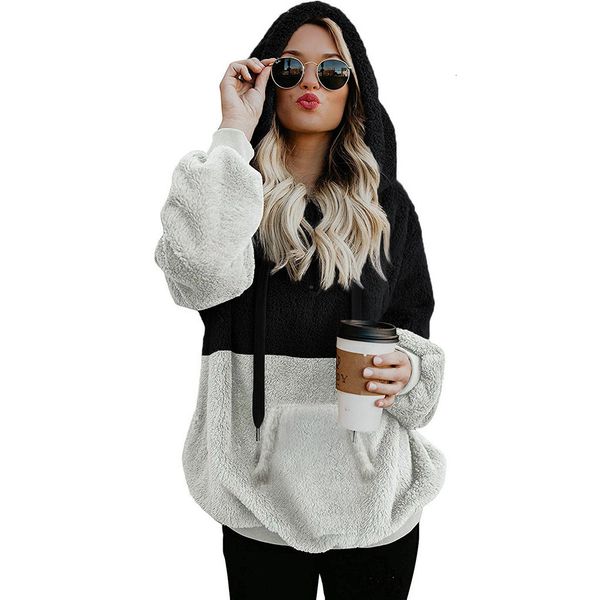 

2021 new women's blouse office lady autumn winter european and american sleeve with hoodie couture velvet pullover hoodies m6xh, Black