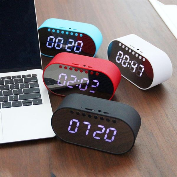 

led alarm clock radio home bedroom clock wireless bluetooth speakers dual alarm clock/ fm radio/ aux-in/ tf card/ flash drive