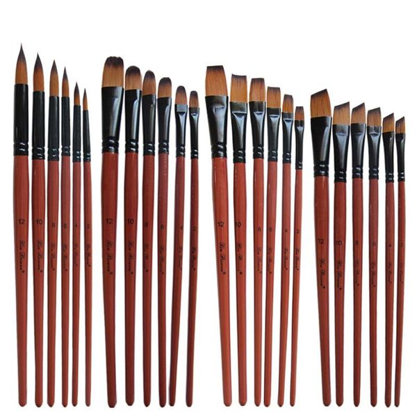 

Nylon brush for oil paint for hair Round Flat acrylic brush for creativity felt-tip pens beginners 6 pcs / set