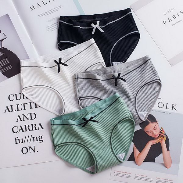 

panties wholesale models women's the waist underwear breathable briefs cotton solid color cute bow manufacturers, Black;pink