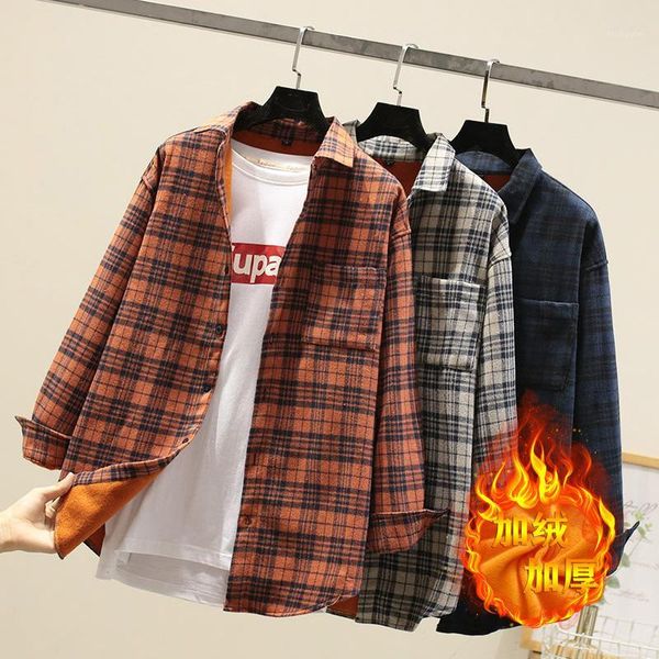 

mens dress shirts 2019 autumn and winter plus velvet shirt men's long-sleeved slim plaid business casual men's overalls shirt1, White;black