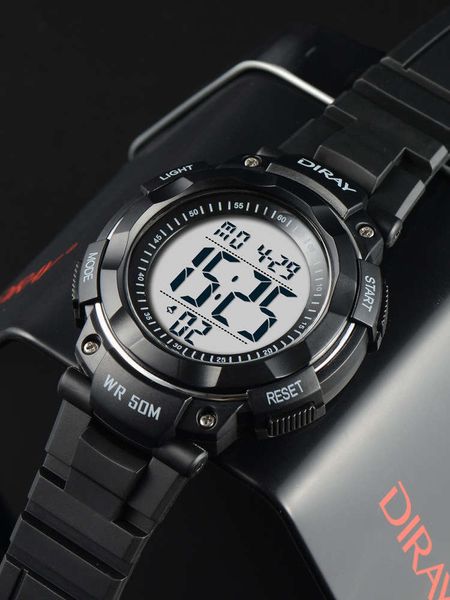 

high school men's students junior sports waterproof luminous multifunctional black electronic watch trend, Slivery;brown