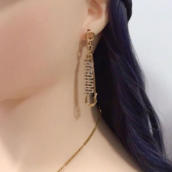 

new retro ladies english rhinestone alphabet style design explosion earrings jewelry accessories, Black