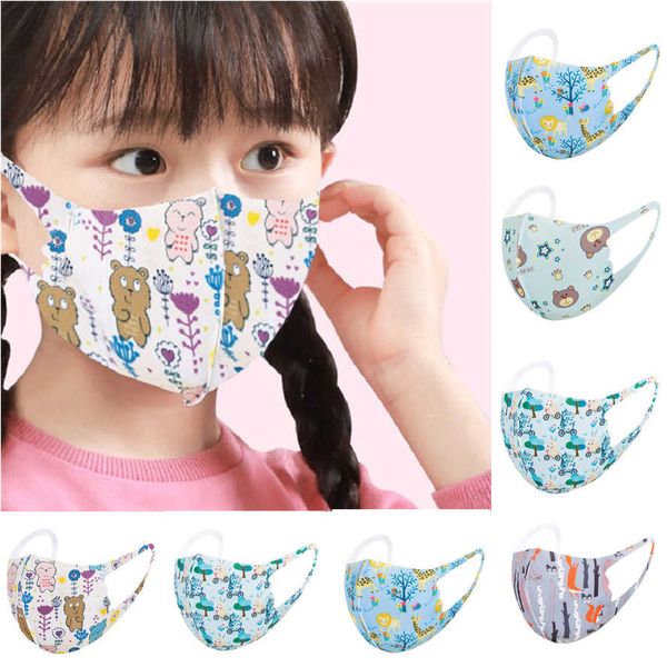 

face mask cartoon boy girl child face mask printing mask washable child protection comfortable breathable student, Silver