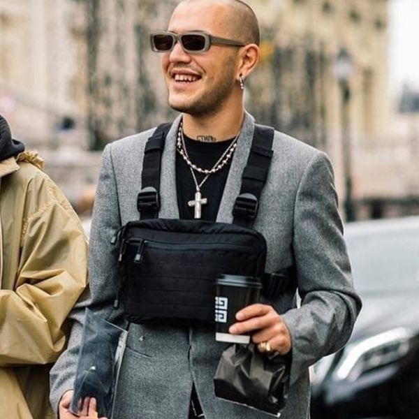 

men tactical shoulder bags chest rig bag hip hop streetwear adjustable pockets waistcoat kanye west functional waist packs 2019 c1026