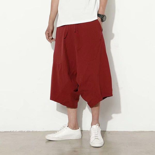 

2020 casual men's pants fashion hip hop streetwear wide leg cropped trousers summer jogging harajuku low-end harem pants male1, Black