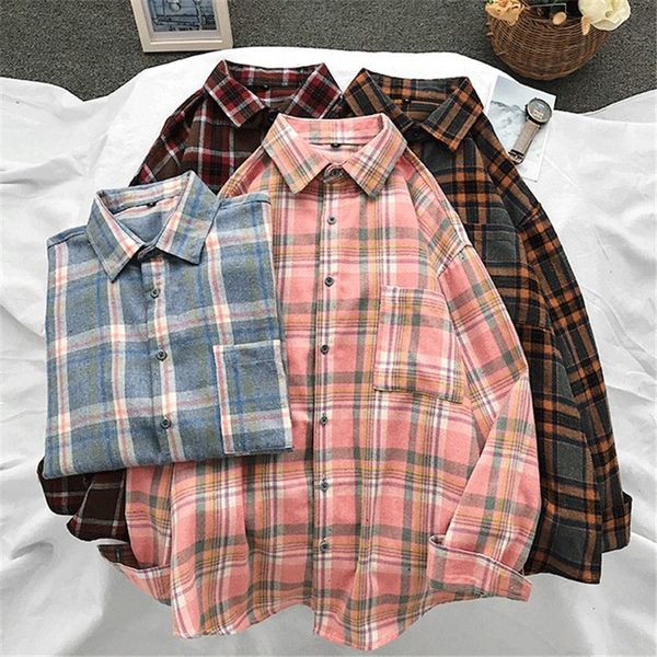 

2021 new plaid shirt with sleeves, men's loose, elegant british setting shirts for hombre turn down collar lh1016. r2mp, White