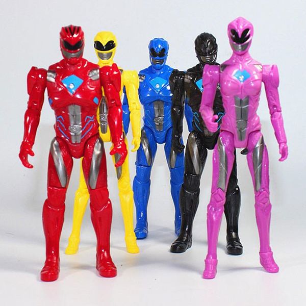 17 cm 5 pezzi / set Action Figures Dinosaur Team Model Power con giunto può spostare il giocattolo