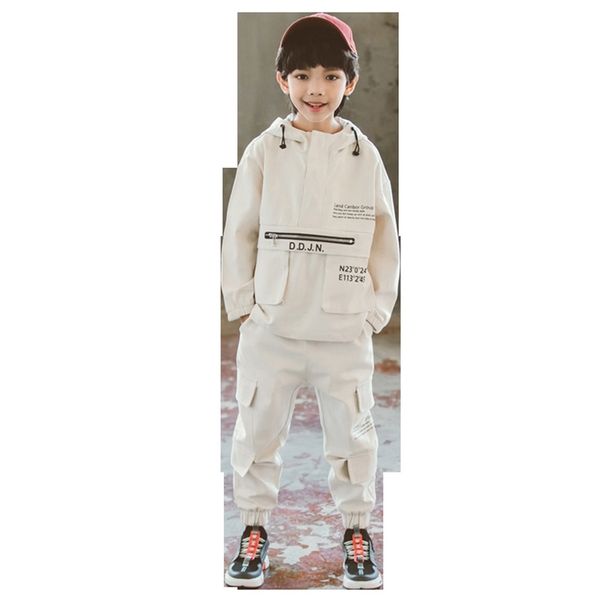 

clothes for boys loose casual hoodies & pants boy clothes set letter print boys clothes fall fashion kids suit for boy steetwear lj200814, White