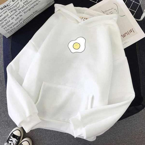 

kawaii омлет график печать мило творческого крупногабаритные hoodie теплого толстовка kpop streetwear толстовка женщина harajuku soft мэн, Black