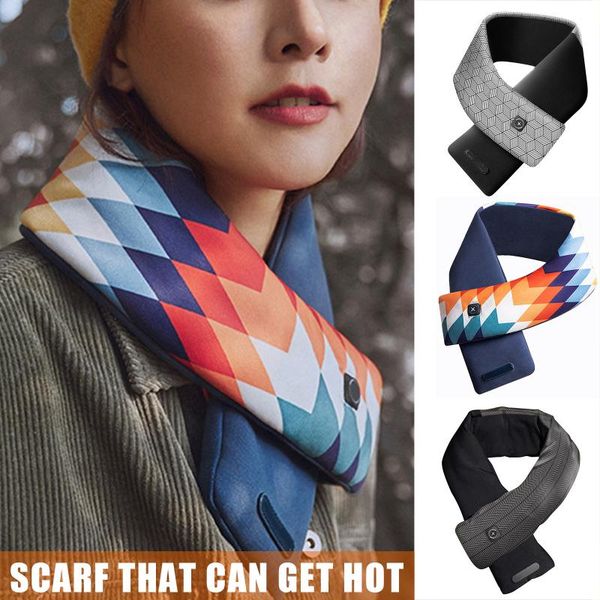 

usb smart self heating scarf neck protection winter electric heating cold resistance warm scarf xin-shipping, Blue;gray