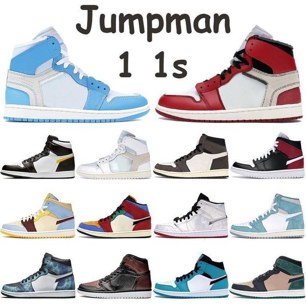 

basketball with box jumpman 1 1s shoes mens sneakers unc powder blue chicago white fearless bio beige black noble red trainers