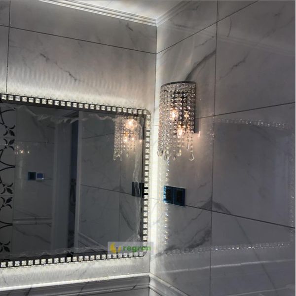 

wall lamp modern bedside crystal light home creative dressing room mirror lighting wrought iron sconce lights