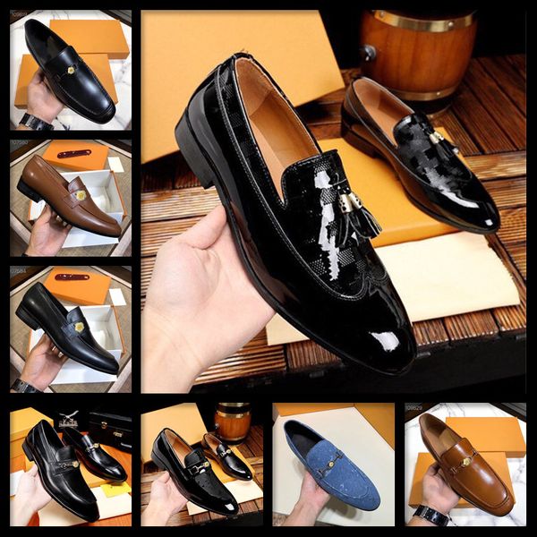 

new fashion 2019 spring autumn men dress shoes business male leather shoes solid color luxury men work shoes slip-on round toe, Black