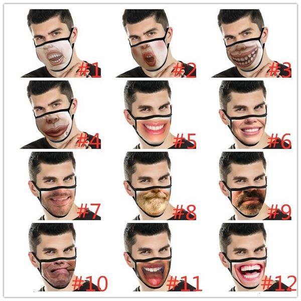 

human factory 12 3d styles fashion funny face printing spoof expression dustproof cotton masks washable reusable mask ew pl8f8
