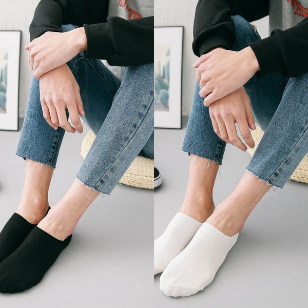 

summer men's cotton silicone antiskid invisible sockssilicone invisible socksmen's socks solid color double needle short socks v9j, Black