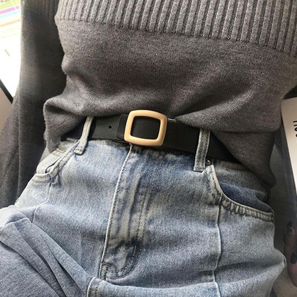 

new women pu leather belts metal squar buckle designer waist belt casual ladies girl dress jeans wild waistband, Black;brown