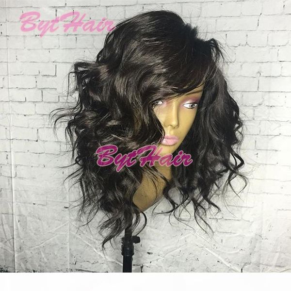 

bythair short human hair lace wigs virgin brazilian loose curly lace front wig natural curl full lace human hair bob wig, Black;brown
