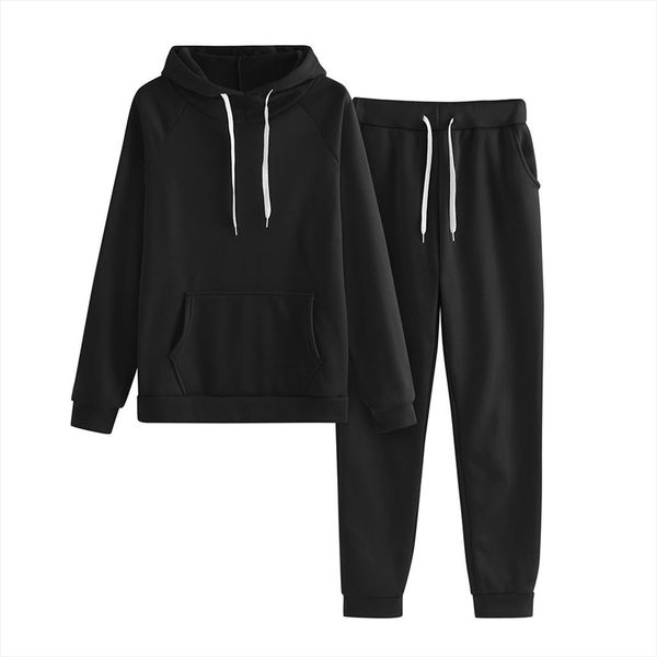 

2020 new tracksuit long sleeve thicken sweatshirts long pants 2 piece set casual hoodies solid sport suit women tracksuit set, Gray
