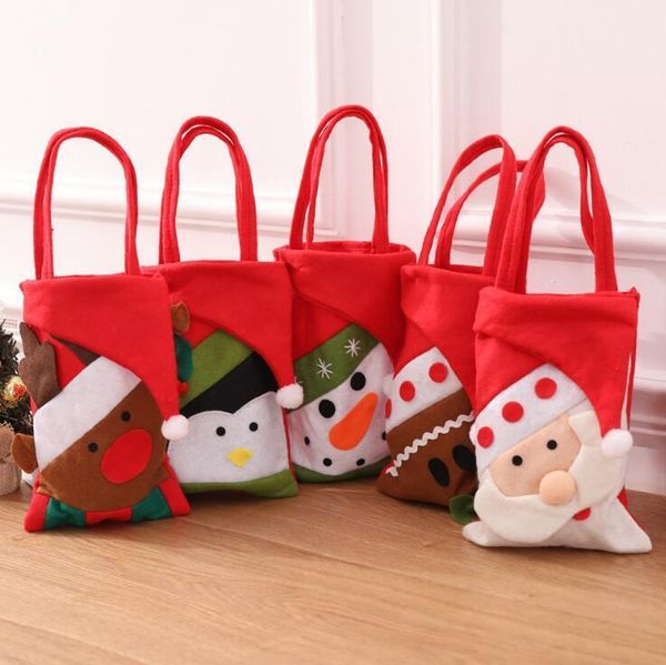 

hanging xmas snowman santa claus deer bear felt bag cute designs candy gift bags christmas tree decor pendant dhf2240